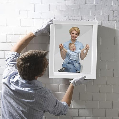 Shadow Box Frame 8x10 - 3 Pack Wood Deep Shadowbox with Glass - size: 8x10-3pcs-white