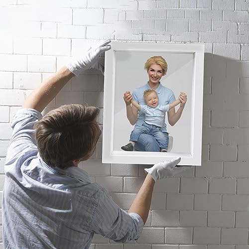 Shadow Box Frame 8x10 - 3 Pack Wood Deep Shadowbox with Glass - size: 8x10-3pcs-white