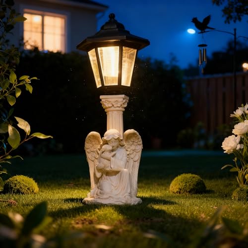 Solar Garden Statues Memorial Decor Garden Angel Statues for Outside Lawn Yard Patio Balcony Art Sculptures Gifts for Mom Women - size: 10*6*10 in
