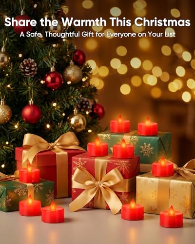 Homemory 12-Pack Red Flameless Battery Tealight Candles, 200+ Hours - color: Red, size: Pack of 12
