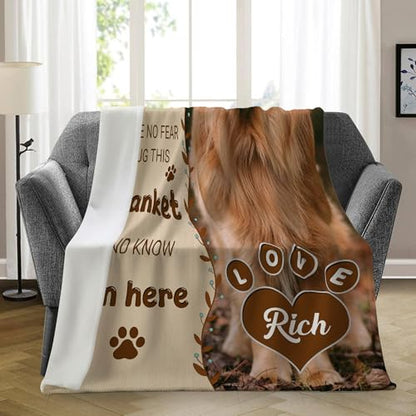 Ship Next Day, Customized Pet Memorial Gifts, Custom Dog Blanket with Picture Name, Personalized Pet Memorial Blanket with Photos, Loss of Pet Sympathy Gift, Dog Passing Away Bereavement Gifts - color: Dog Blanket 1