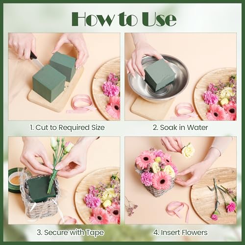 Elcoho 1 Pack Large Floral Foam Base 15.7"L x 11.8"W x 2.4"H Floral Foam Block with 2 Floral Tape Wet Dry Floral Foam Brick for Home Wedding Centerpieces Fresh or Artificial Flowers DIY Arts Crafts