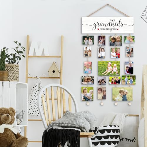 Birthday Gifts for Grandma From Grandkids,New Grandma Gifts | First Time New Grandma Picture Photo Frame,Grandkids Make Life Grand Grandma’s Brag Board,Grandparents Gifts - color: Grandkids