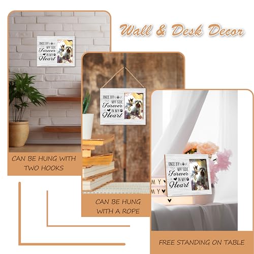 Pet Memorial Photo Frame - Once By My Side Forever In My Heart Wooden Tabletop Frame - In Loving Memory Sympathy Gift For Pet Owner - style: YuHong-Photo Frame-B69