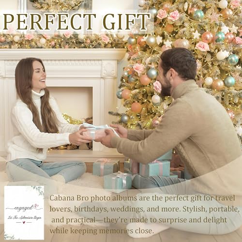 Engaged Gifts Photo Album Holds 36 4x6 Photos, Engagement Gifts for Couples Newly Engaged, Engagement Gift, Let the Adventure Begin Small Photo Album Memory Keepsake - color: Enagaed