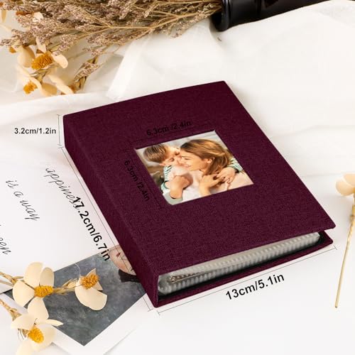 Ywlake Photo Album 4x6 50 Pockets 2 Packs, Small Mini Capacity Linen Photo Album Bulk Sets, Each Pack Holds 50 Top Loader Vertical Only Picture for Kids Boy Girls (Purple) - color: PURPLE, size: 50 Pockets/2PK