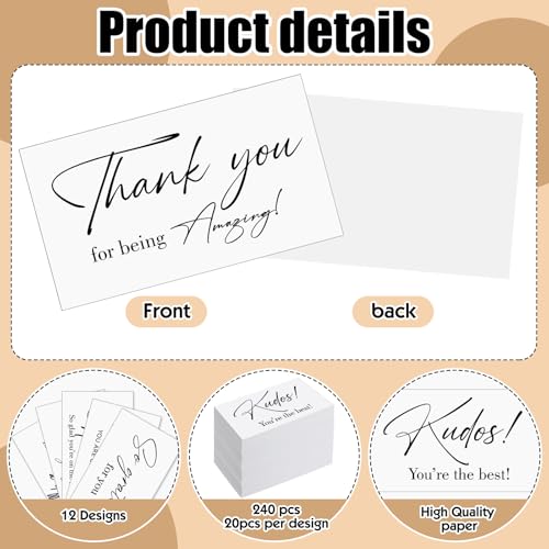 Yeaqee Employee Appreciation Cards Kudos Notes Motivational Blank, White - style: White