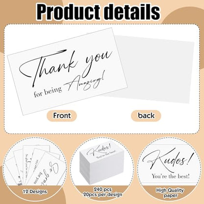 Yeaqee Employee Appreciation Cards Kudos Notes Motivational Blank, White - style: White