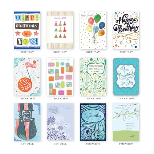 Designer Papers All-Occasion Greeting Card 24 Pack | Boxed Card Set, Matching Envelopes - color: Multicolor Stripes, size: Medium