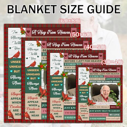 Custom Memorial Blanket with Picture, Memorial Gifts for Loss of Loved One - color: A Hug from Heaven 4