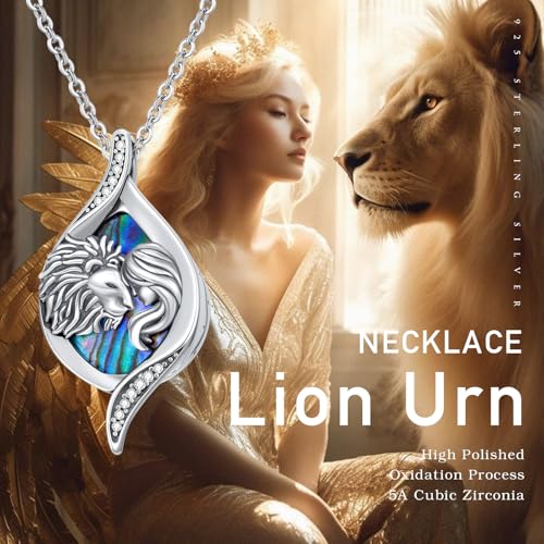 Cremation Jewelry for Ashes 925 Sterling Silver Memorial Pendant Urn Necklaces for Ashes Necklace for Women - style: Lion Urn Necklace