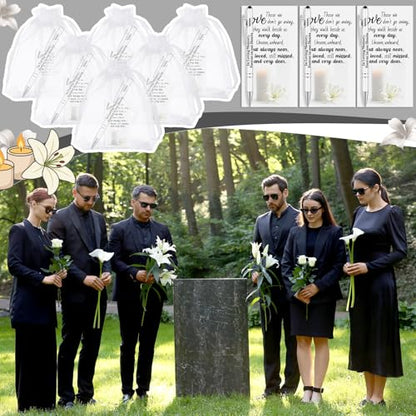 Yeaqee 150pcs/50set Funeral Favor Pen Poem Card for Guests, White, Elegant - color: White, style: Elegant