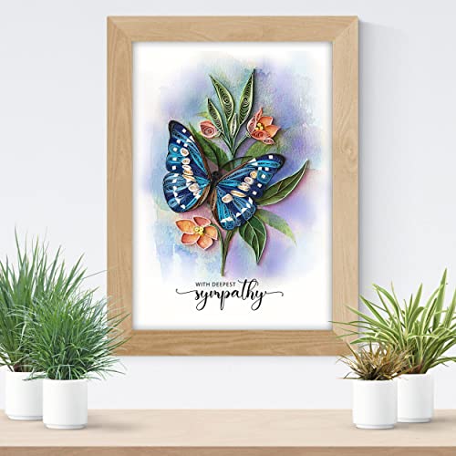 Butterfly Sympathy Card, Animal Pattern, 5in x 7in, Blank Inside, Envelope Included - color: Butterfly Sympathy