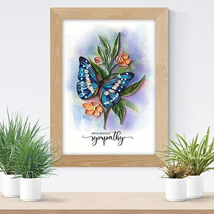 Butterfly Sympathy Card, Animal Pattern, 5in x 7in, Blank Inside, Envelope Included - color: Butterfly Sympathy