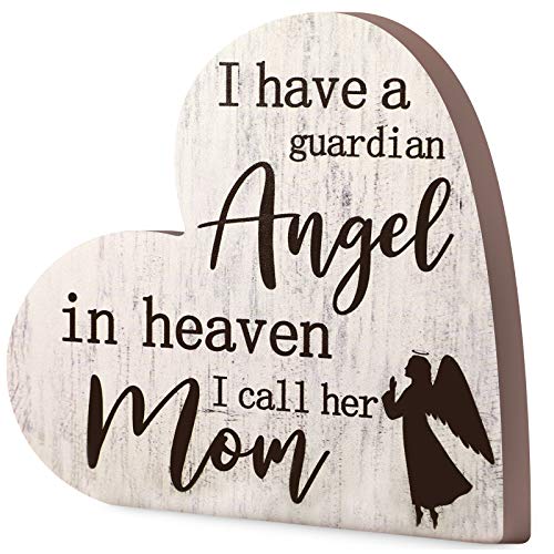 Sympathy Gift Memorial Wooden Heart Shaped Sign for Loss of Mother Bereavement Gift I Call Her Mom in Memory Loss of Loved Mom for Table Centerpieces Remembrance