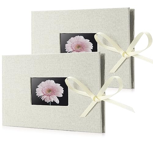 2 Pack Small Photo Album 4x6, Picture Album, Picture Book, Mini Brag Book | Ribbon Closure, Linen Fabric Cover, Front Window, Sturdy Binding, Acid-free, PVC free, Artwork Weddings Family Boudoir - color: Cream, size: 12 Pockets/2PK