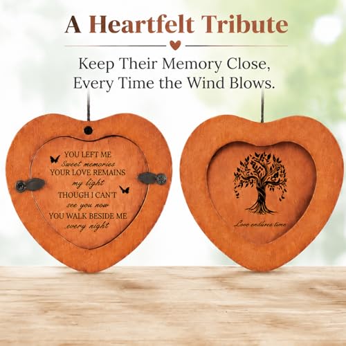 32 Inch Personalized Memorial Wind Chimes with Photo Frame | Double-Sided Poem & Design; Custom Photo Frame; Handwritten Memorial Card; Deep Tone; Indoor/Outdoor Keepsake