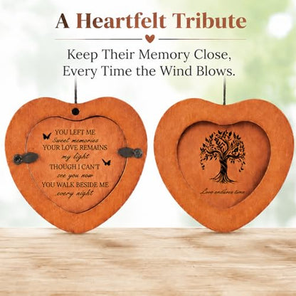 32 Inch Personalized Memorial Wind Chimes with Photo Frame | Double-Sided Poem & Design; Custom Photo Frame; Handwritten Memorial Card; Deep Tone; Indoor/Outdoor Keepsake