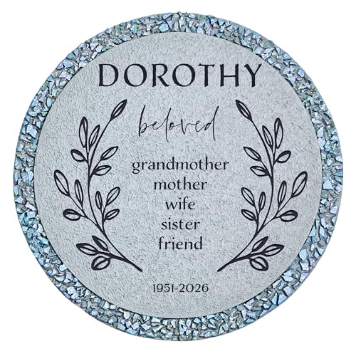Let's Make Memories Personalized Memorial Garden Stone - Sympathy - Loss of Loved One - Grave Marker - Condolences - Indoor/Outdoor - Durable Resin - Celebration of Life - Loved by All - style: Loved by All