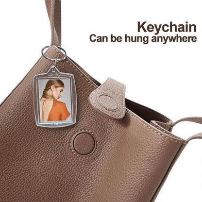 6pcs Double Sided Blank Picture Keychains for 4.1 x 2.7 cm Photo | rylic, Personalized Photo Keychain with Split Ring, Customizable Picture Holder for DIY Craft, Gift, Present
