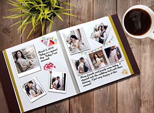 Photo Album Holds 3X5, 4X6, 5X7, 6X8, 8X10 Photos, Leather Cover, Magnetic Self-Stick Page, Hand Made DIY Albums (Brown, Large) (Pack of 2) - color: Brown, size: Large (Pack of 2)