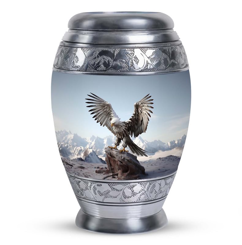 Eagle Cremation Urn for Human Ashes - Memorial Urn for Male & Female - Burial Decorative Urns - Adult Male with Snow Mountains - 3 Inch - Pack of 1 - size: Pack Of 1