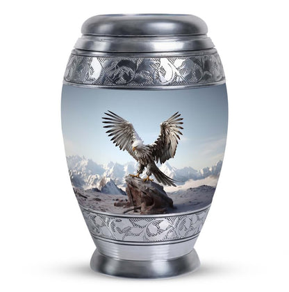 Eagle Cremation Urn for Human Ashes - Memorial Urn for Male & Female - Burial Decorative Urns - Adult Male with Snow Mountains - 3 Inch - Pack of 1 - size: Pack Of 1