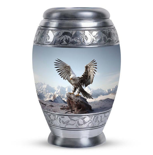 Eagle Cremation Urn for Human Ashes - Memorial Urn for Male & Female - Burial Decorative Urns - Adult Male with Snow Mountains - 3 Inch - Pack of 1 - size: Pack Of 1