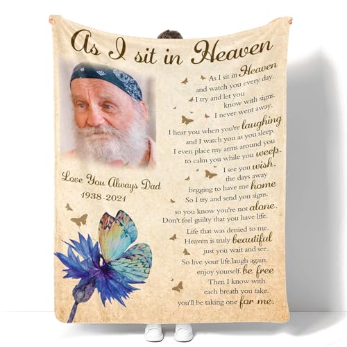 D-Story Custom Memorial Blanket with Photos in Loving Memory for Loved Ones Lost: Made in USA, Personalized Picture Sympathy Remembrance Grief Gift Funeral for Daughter Son Father Mother Brothers - color: 03