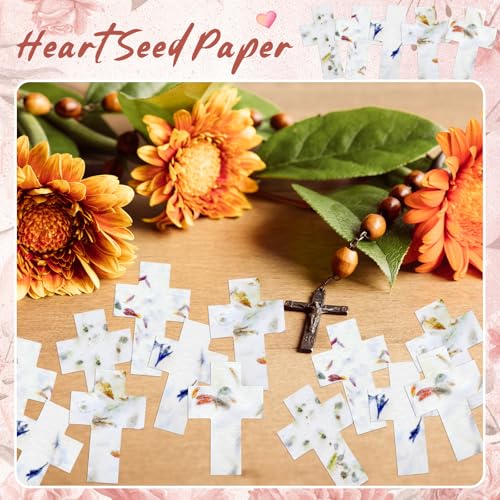 Dunzoom 100 Pcs Handmade Wildflower Seed Paper Tags,Cross Shape - style: Cross Shape