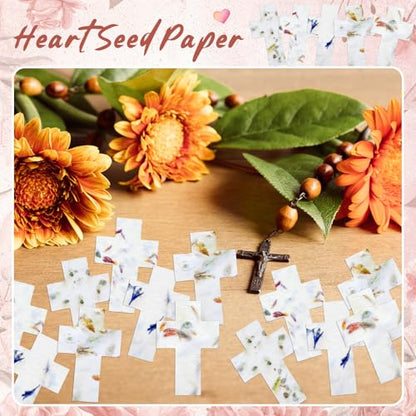 Dunzoom 100 Pcs Handmade Wildflower Seed Paper Tags,Cross Shape - style: Cross Shape