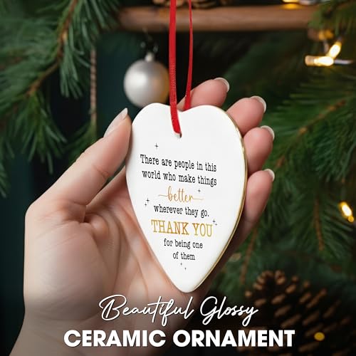 TEEZWONDER Thank You Gifts for Women Men - Ceramic Christmas Ornaments 2026 - color: White - Thank You Gold