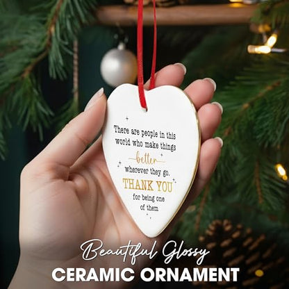 TEEZWONDER Thank You Gifts for Women Men - Ceramic Christmas Ornaments 2026 - color: White - Thank You Gold