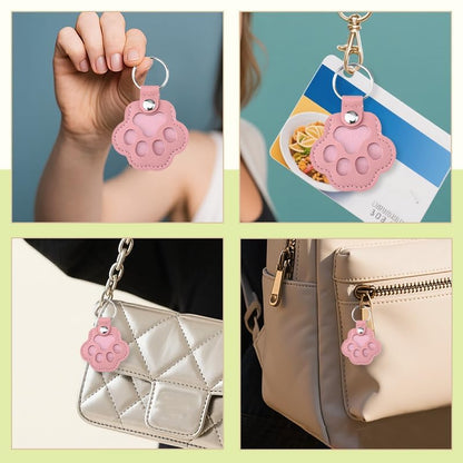 yaozeio Pet Hair Fur Keychain Keepsake for Dog Cat PU Leather Paw Print Bag Key Charm Accessory for Best Friend Pets Loss Sympathy Memorial Gifts for Pets Lover Owner Pink Pet Hair Locket Holder