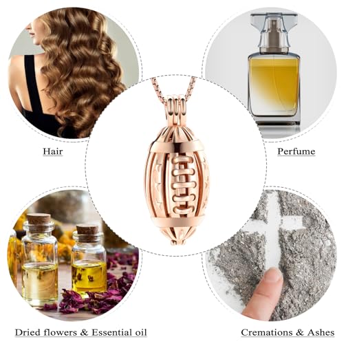 Oinsi American Football Cremation Locket Necklace For Ashes Of Loved Ones Stainless Steel Memorial Urn Jewelry Women Men Keepsake Fashion Necklace - color: All Rose Gold