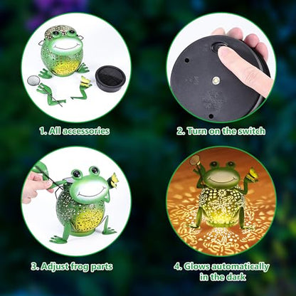 Solar Lantern Outdoor Lights, Cute Metal Solar Frog Lamp with Sound - size: Frog