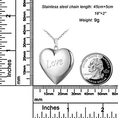 YOUFENG Love Heart Locket Necklace that Holds Pictures Polished Lockets Necklaces Birthday Gifts Unicorn - color: Love
