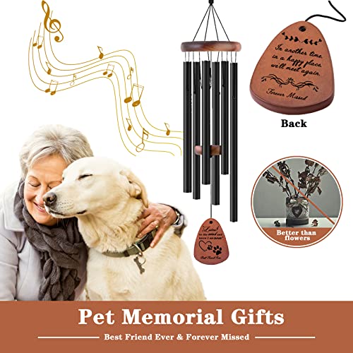 Dog Memorial Gifts, 28" Pet Memorial Wind Chimes, Loss of Dog Sympathy Gift, Pet Loss Passing Away Remembrance Bereavement Gift - color: A-water-black