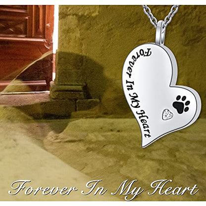 Ladytree 925 Sterling Silver Cremation Urn Necklace for Ashes - style: Paw Print