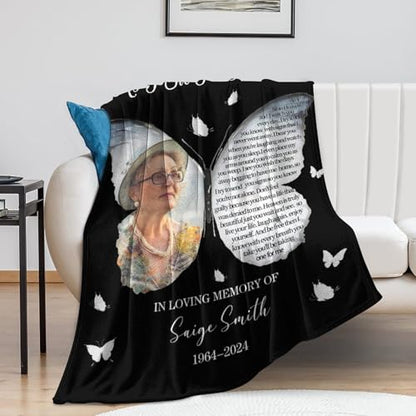 Custom Memorial Blanket with Picture Personalized Sympathy Remembrance Condolences Bereavement Gifts Sympathy Gifts for Loss of Loved One Mother Dad Grandma Grandpa Sister Daughter Friend - color: Design18