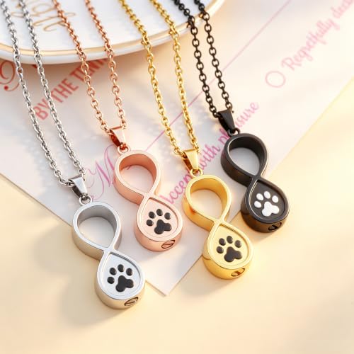 Infinity Pet Urn Necklace for Ashes Dog Cat Paw Print Eternal Love Cremation Jewelry Keepsake Ashes Necklace Stainless Steel Memorial Urn Pendant Necklace Infinite Shape Funeral Urn Necklace - color: Customize