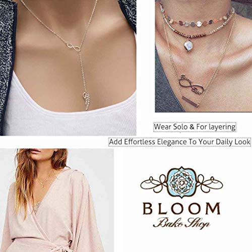 Olbye Infinity Angel Wing Necklace Choker Silver Infinity Necklace Everyday Jewelry for Women