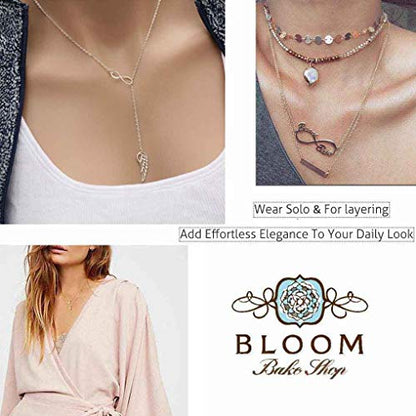 Olbye Infinity Angel Wing Necklace Choker Silver Infinity Necklace Everyday Jewelry for Women