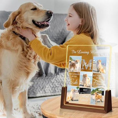 Personalized Dog Memorial Gifts, Custom Acrylic Light Up Picture Frame | Custom Pet Loss Gifts Cat Pet Memorial Gifts with Pictures for Pet Lover, Loss of Dog Sympathy Gifts - color: style-4