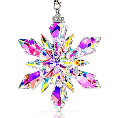 Christmas Ornaments 2026, Crystal Glass Snowflake Ornaments, Sparkly Pretty - color: Colorful Crystal
