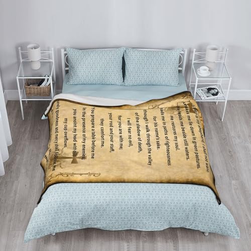 Psalm 23 Gifts Blanket for Women Christian Gifts Faith Bible Religious Gifts Christian Inspirational Blankets Soft Flannel Throw Blanket 80"X60" - color: Psalm 23, size: 80"x60"