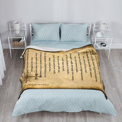 Psalm 23 Gifts Blanket for Women Christian Gifts Faith Bible Religious Gifts Christian Inspirational Blankets Soft Flannel Throw Blanket 80"X60" - color: Psalm 23, size: 80"x60"