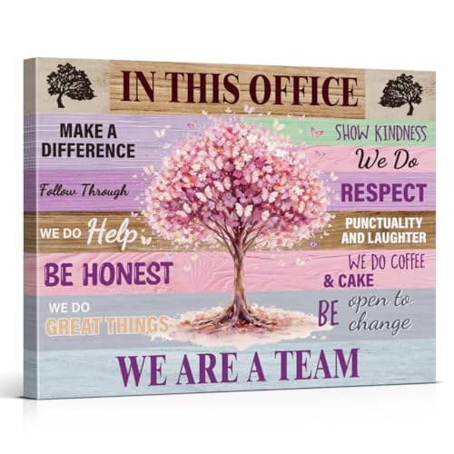 Team Work Canvas Wall Art in This Office Butterfly Tree Poster Wall Decor - color: in This Office