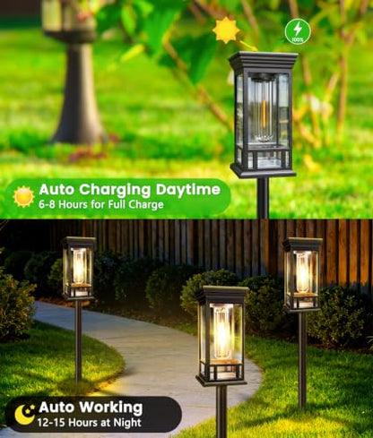 12 Pack Solar Pathway Lights Outdoor Waterproof, Bright Solar Garden Lights - color: Warm White, size: 12 Pack