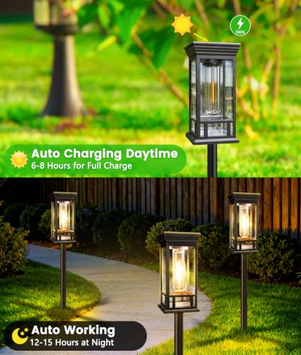 2 Pack Bright Solar Garden Lights, Solar Pathway Lights Outdoor Waterproof - color: Warm White, size: 2 Pack